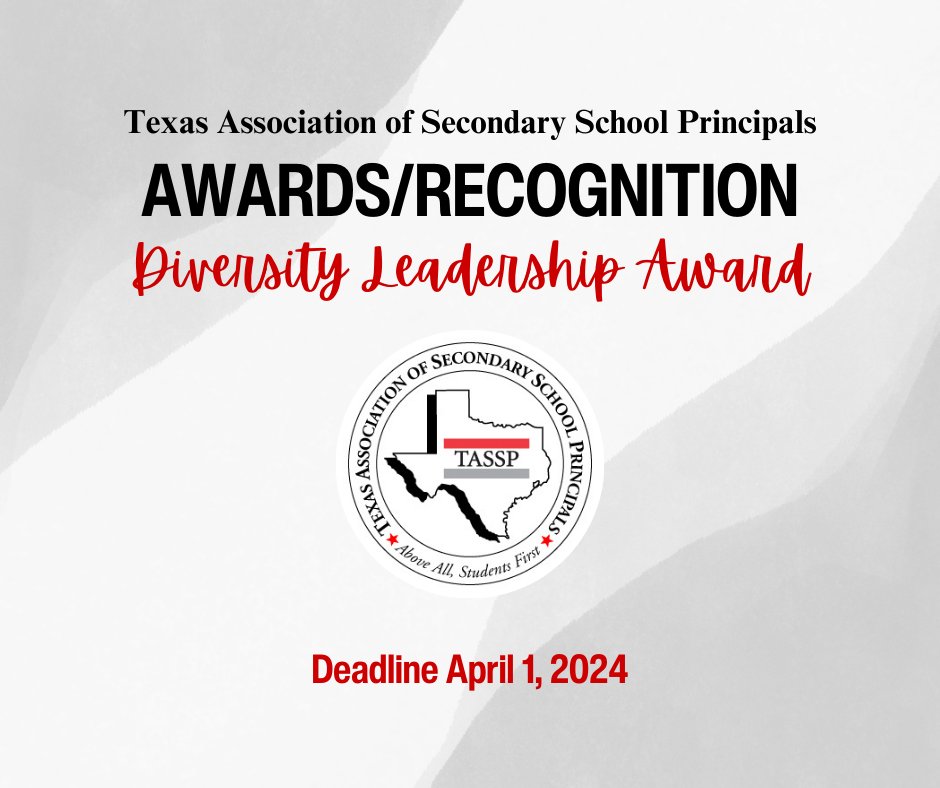 Nominate a Principal or Assistant Principal from a high school or middle-level campus whose program or initiative has proven to promote diversity through stronger relationships within the current or past year. Click the link for more information bit.ly/3OBohvD