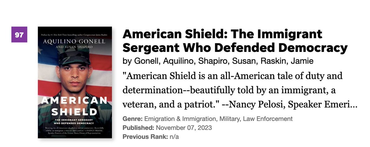 BIG congrats to @SergeantAqGo @Susanshapironet as AMERICAN SHIELD hits the @USATODAY bestseller list!! His amazing story is out now from @CounterpointLLC 🎉🎉