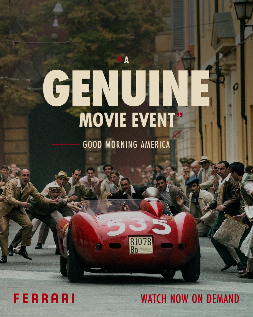 "It's the intimacy bubbling under the adrenaline rush that qualifies FERRARI as a genuine movie event."

Michael Mann's #FerrariMovie, starring Adam Driver and Penélope Cruz, is now available to watch at home: bit.ly/WatchFerrari
