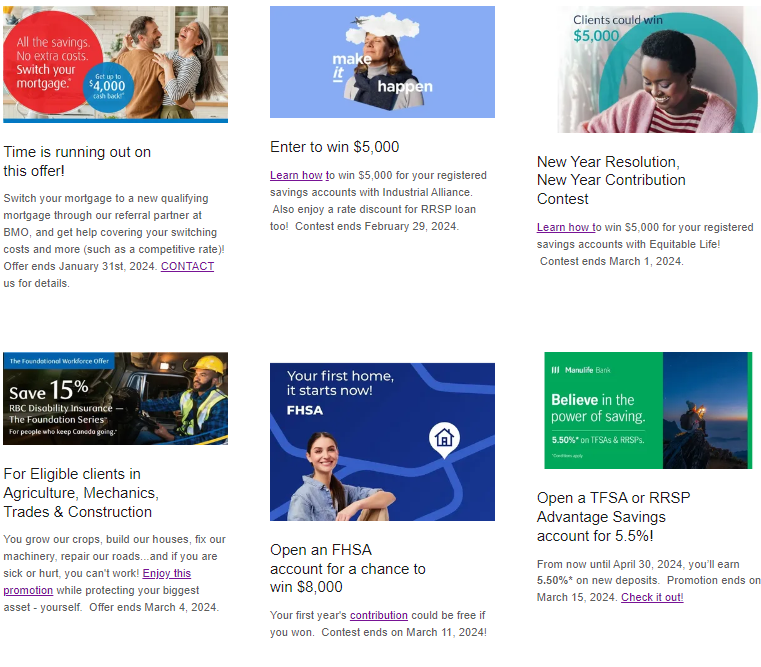 insurancekit's tweet photo. Many #promotion on right now for your #rrspseason, #TFSA, #FHSA &amp; other #savings &amp; #insurance plans. From #discounts to $8,000 to be won, plus a $$ gift card, this is the #besttime to #savemoney for #whatever #dreams you have! Visit our site for details. https://t.co/fupJuLJJjA https://t.co/cGM1w0z3po