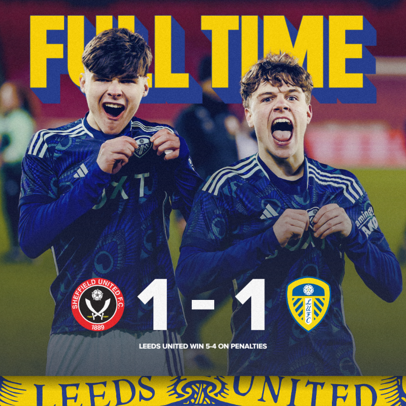 LUFC's tweet photo. 📰 #LUFCU18 set up an FA Youth Cup quarter-final clash with Liverpool, after defeating Sheffield United 5-4 on penalties