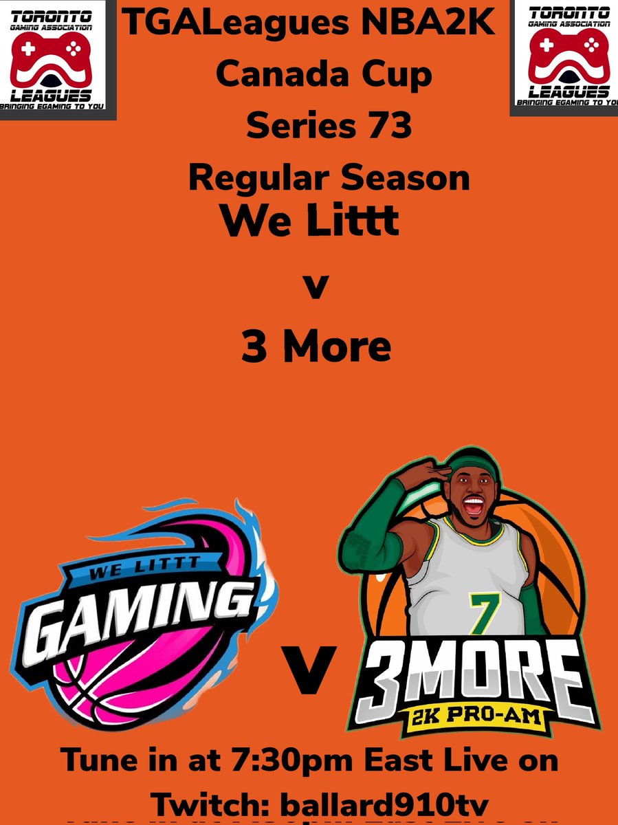 LeaguesTga's tweet photo. TGALeagues NBA2K Canada Cup Series 73 We Littt v 3 More Tune in at 7:30pm East Live on 
Twitch: ballard910tv
#TGALeagues #NBA2K #CANADACUP #SERIES73 #5V5PROAM @LeaguesTGA https://t.co/kz0lfHUycx