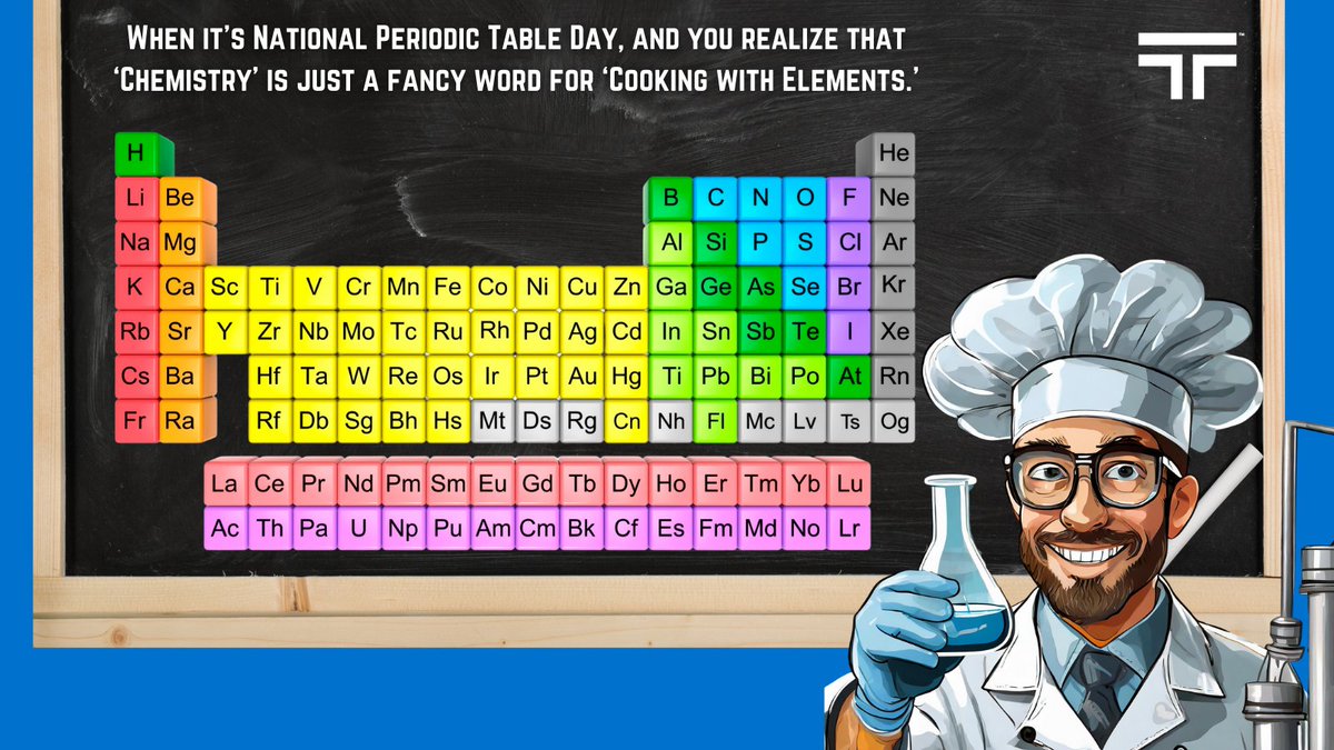 TowerMWF's tweet image. Who needs recipes when you've got the periodic table and a sprinkle of metalworking magic! 🧪👩‍🍳 (We will leave the chemistry to our lab experts.) Happy National Periodic Table Day!

#TowerMWF #MidWeekHumor #HumpDayHumor #NationalPeriodicTableDay #MetalworkingFluids
