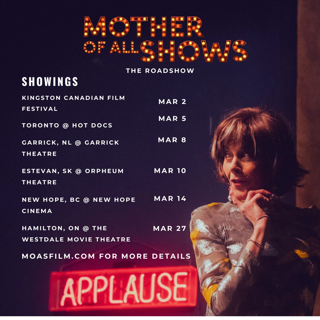 melissadags's tweet photo. Exciting news! 📣 The #MotherofAllShows roadshow is hitting cinemas across Canada! 🇨🇦

📅
Kingston, ON: Mar 2
Toronto, ON: Mar 5
Garrick, NL: Mar 8
Estevan, SK: Mar 10
New Hope, BC: Mar 14
Hamilton, ON: Mar 27

Visit https://t.co/gr3dfYKt4H for 🎟️ and more info! 

#MOASfilm https://t.co/MmZ5VnNbv1