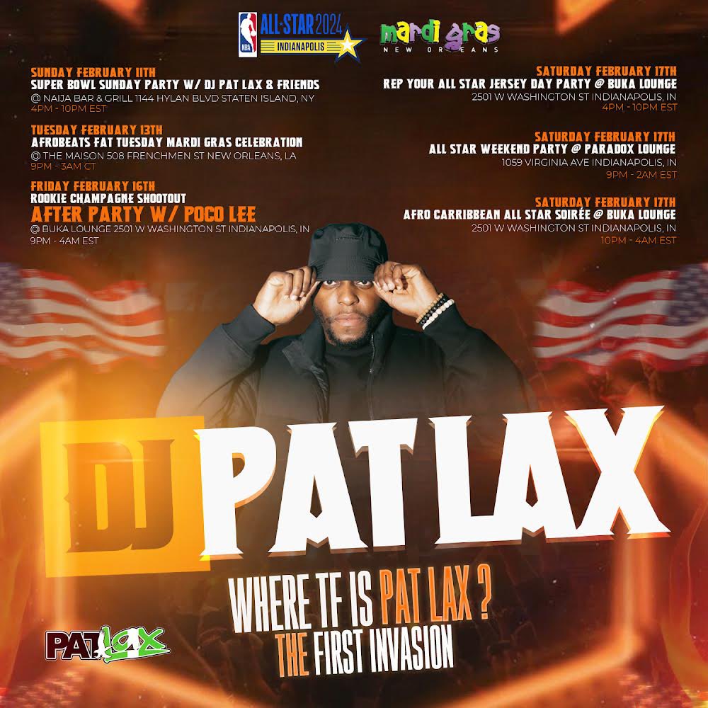DJPATLAX's tweet photo. 📍NYC ✈️ NOLA ✈️ INDY | FIRST EVER TOUR 🌎🇺🇸 

 ‘Where TF Is PAT LAX?¿ The First Invasion’ 

We starting off the tour THIS SUNDAY for Super Bowl Sunday! 💫

🎟️: https://t.co/UcugnAzpdc https://t.co/2e8YvbNYfh