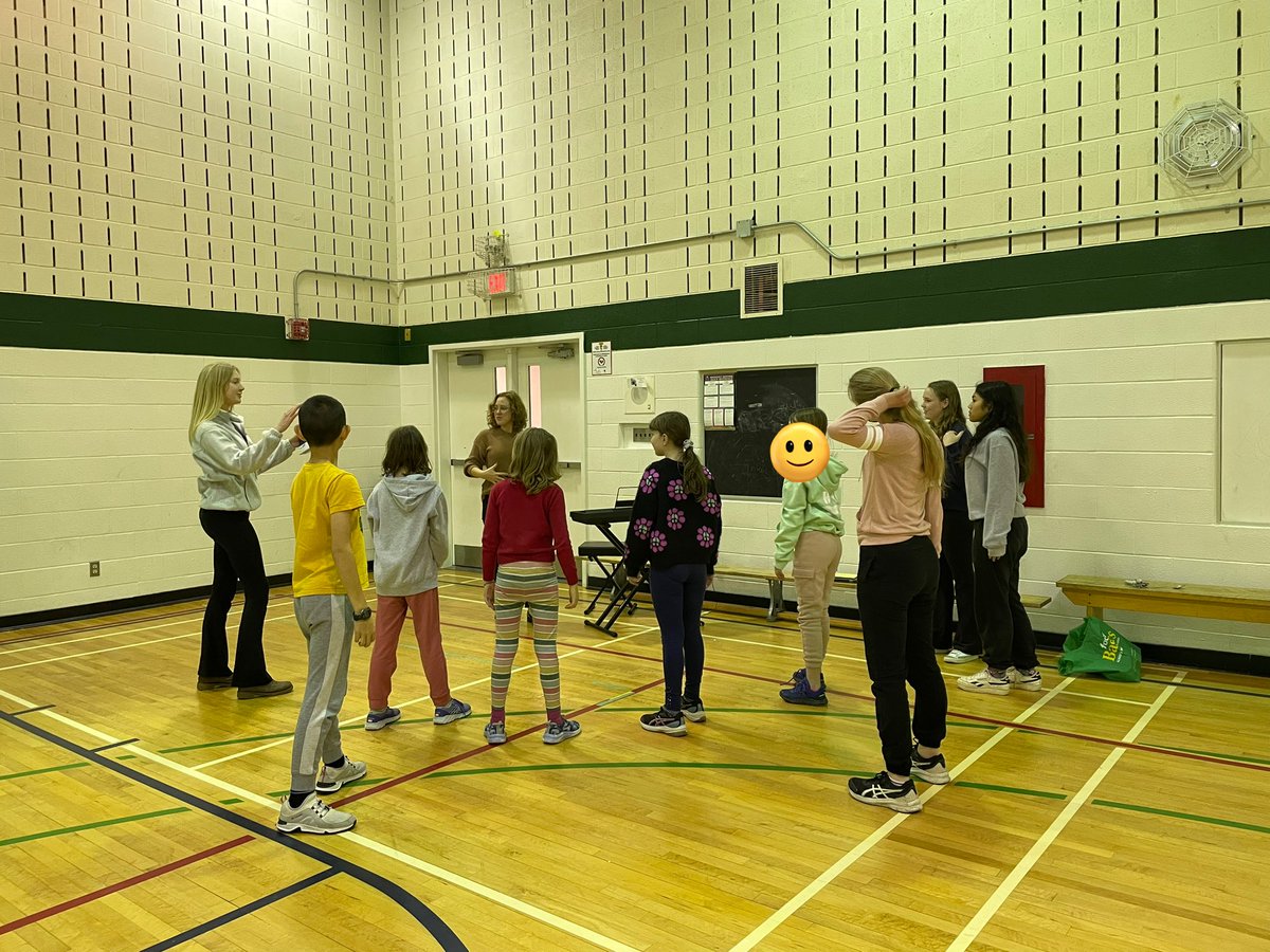 ManorParkPS's tweet photo. Shrek the Musical rehearsals are in full swing! Here is Mme. Jessica leading a vocal warm up with help from Canterbury vocal students! @OCDSB https://t.co/K2DDEddi3Y