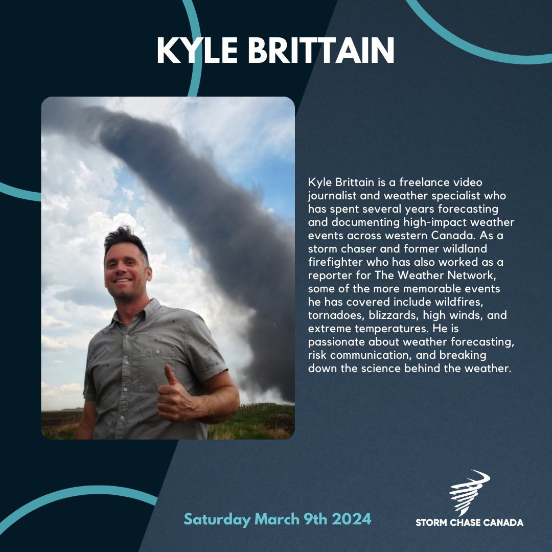 StormChaseCA's tweet photo. Speaker Announcement! @BadWeatherKyle weather specialist known for his captivating coverage of high-impact weather events across western Canada. He'll share his insights on risk communication and the science behind extreme weather. https://t.co/dGLfq4laRt