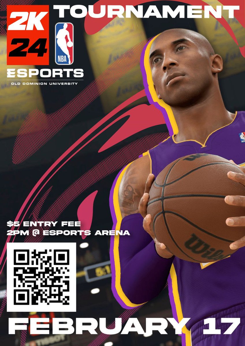 The Gaming Club is hosting a 2k tournament on February 17th at 2pm! If you're interested scan the QR code below to join the discord server to get updates! The event will be in the eSports arena and there is a $5 entry fee.