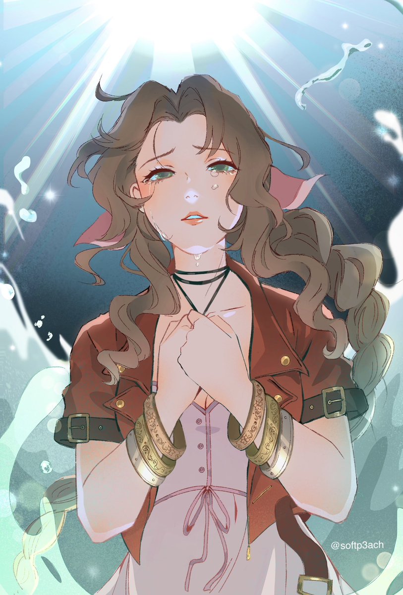 softp3ach_'s tweet image. “Please, I’m begging you…lend me your strength.”

Happy Aerith day 🌸