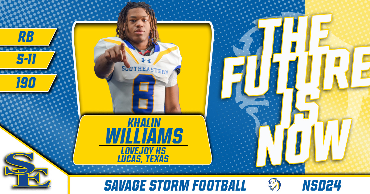 Welcome @KhalinWilliams1 to the Savage Storm family! 🎥 tinyurl.com/h8s7a8dw #GoSoutheastern | #StormChaSE | #NSD2024