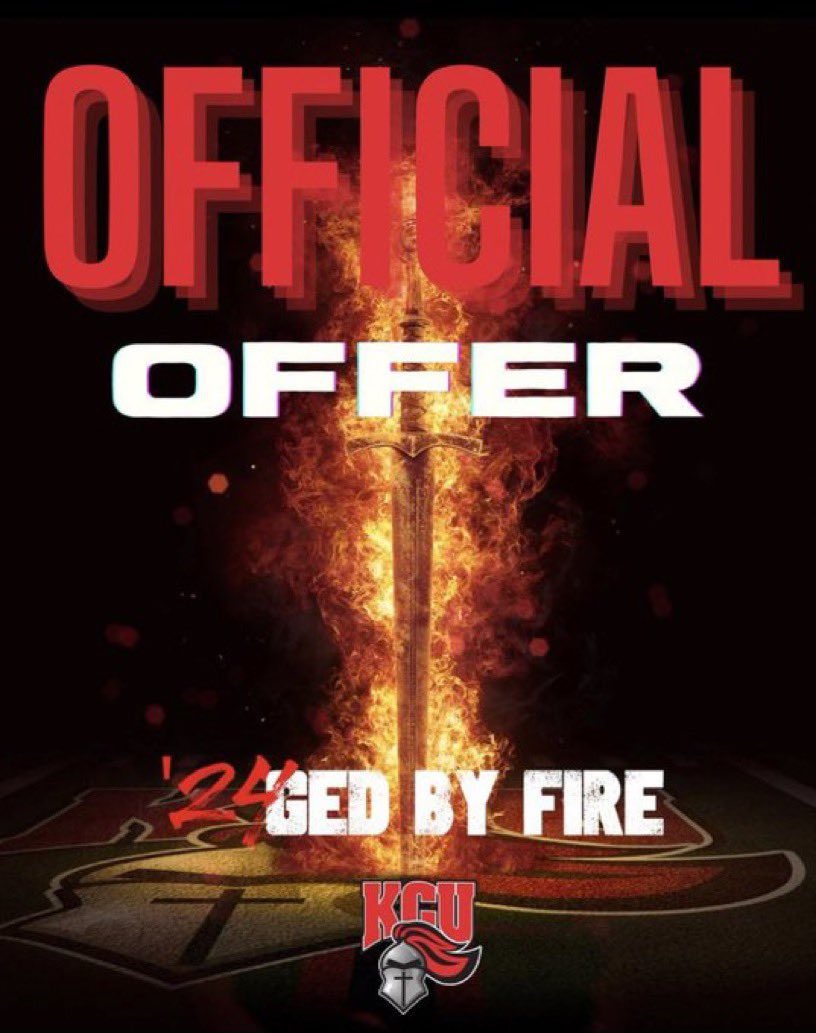 Excited and grateful to receive my first scholarship offer to play college football <a href="/GoKnightsFB/">KCU Football</a>!
<a href="/CoachVanderhoof/">Chad Vanderhoof</a> <a href="/GRCHS_Football/">George Rogers Clark Football</a> <a href="/CoachJ_Ray/">Jordan Ray</a> <a href="/chirico_joe/">Joe Chirico</a> 
#ArmorUp
#WeNotMe