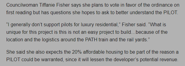 Indiecom2's tweet photo. I'm sure I don't need to point out that 20% affordable means 80% outrageously overpriced &amp; unregulated (&amp; the council wouldn't even think to impose restrictions) units? If it was 80% affordable a PILOT might make sense #Hoboken #Hypergentrification @Tiffanie_Fisher https://t.co/UywoTqz5LG