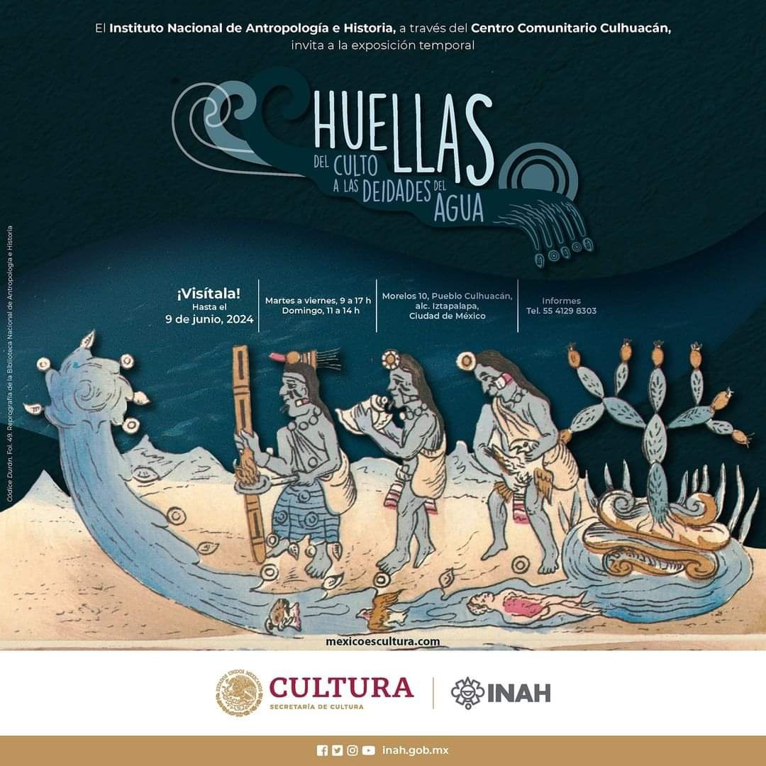 INAHmx's tweet photo. Aprovecha que mañana es #DomingodeMuseos para visitar la exposición:

🌊𝐇u𝐞l𝐥a𝐬 𝐝e𝐥 𝐜u𝐥t𝐨 𝐚 𝐥a𝐬 𝐝e𝐢d𝐚d𝐞s d𝐞l a𝐠u𝐚💧

¡Te esperamos!
Martes a viernes | 9 a 17 h.
Domingo | 11 a 14 h.
Centro Comunitario Culhuacán,
Iztapalapa, CDMX.

¿Nos vemos allá? 😉 https://t.co/iEYi8h24uB