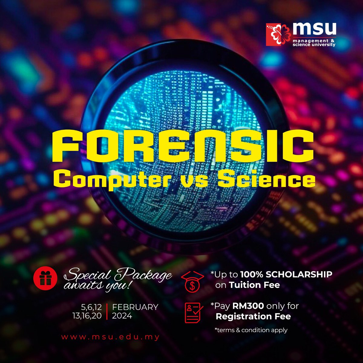 What is the different between 
Cyber Securityss & Computer Forensics? 
How about Forensic Science? 🧬🔍
Get the answer at @msumalaysia , come and see us or whatsapp us now 💻🧑‍💻
#cybersecurity
#computerforensics
#forensicscience 
#msumalaysia
#MSUengage
#go2msu