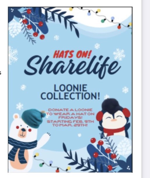 Luke 4:18’s Sharelife initiative kicks off this Friday. <a href="/HST_YCDSB/">Holy Spirit School</a> <a href="/TrishRoberts06/">Mrs. Roberts</a> <a href="/laurasawicky/">Laura Sawicky</a>  All are welcome to wear a hat 🧢 each Friday until the end of March with their loonie donations!