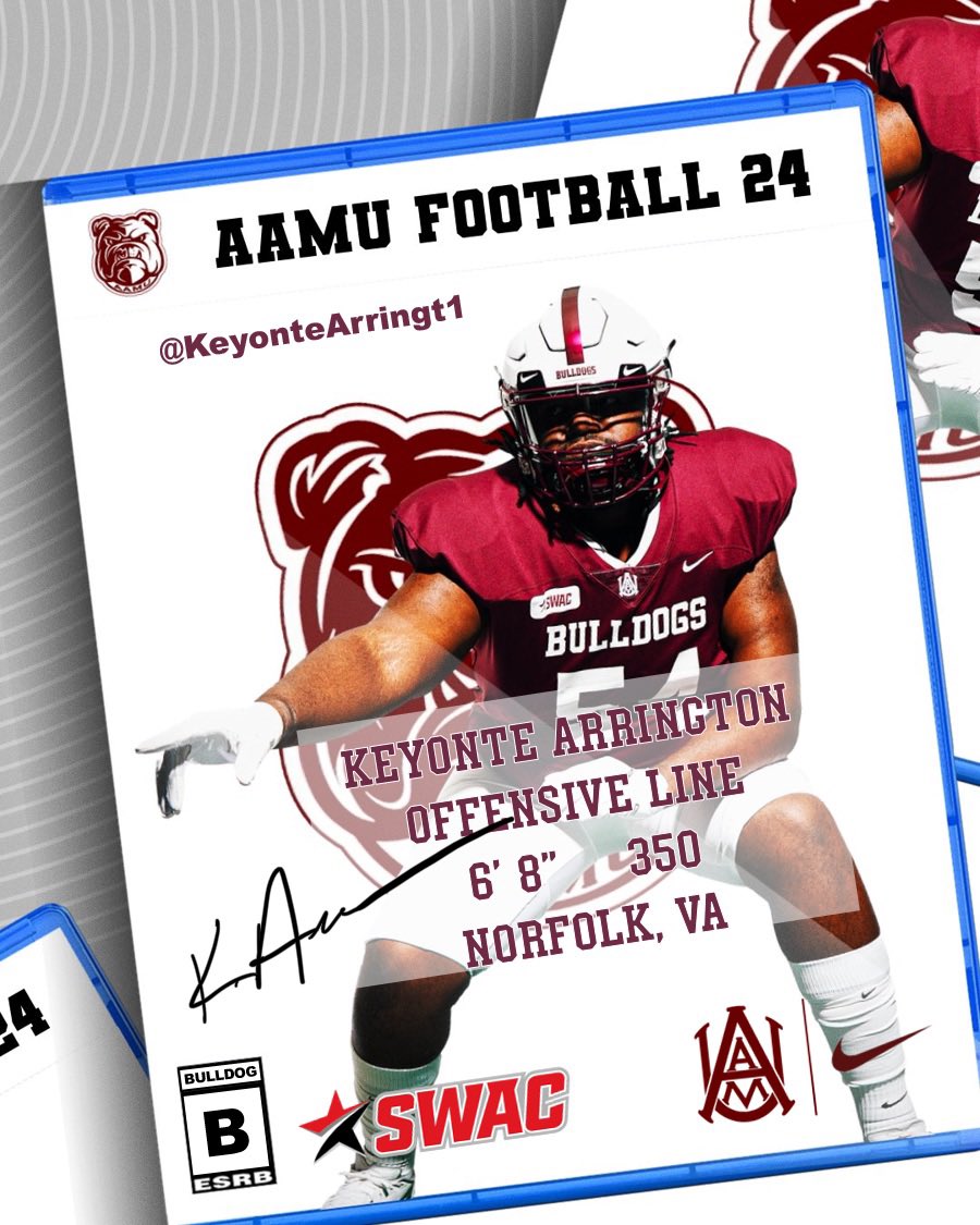 🖊️ 🐶🐶🐶 Keynote Arrington Offensive Line 6-8 350 Signed @KeyonteArringt1