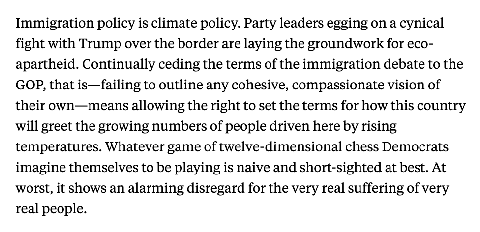 KateAronoff's tweet photo. Almost unfathomably cruel and stupid for Democrats to start an arms race with Donald Trump over who's "tougher" on immigration on a warming planet https://t.co/DfmcTU5Q2g https://t.co/5XmjPoAx3k