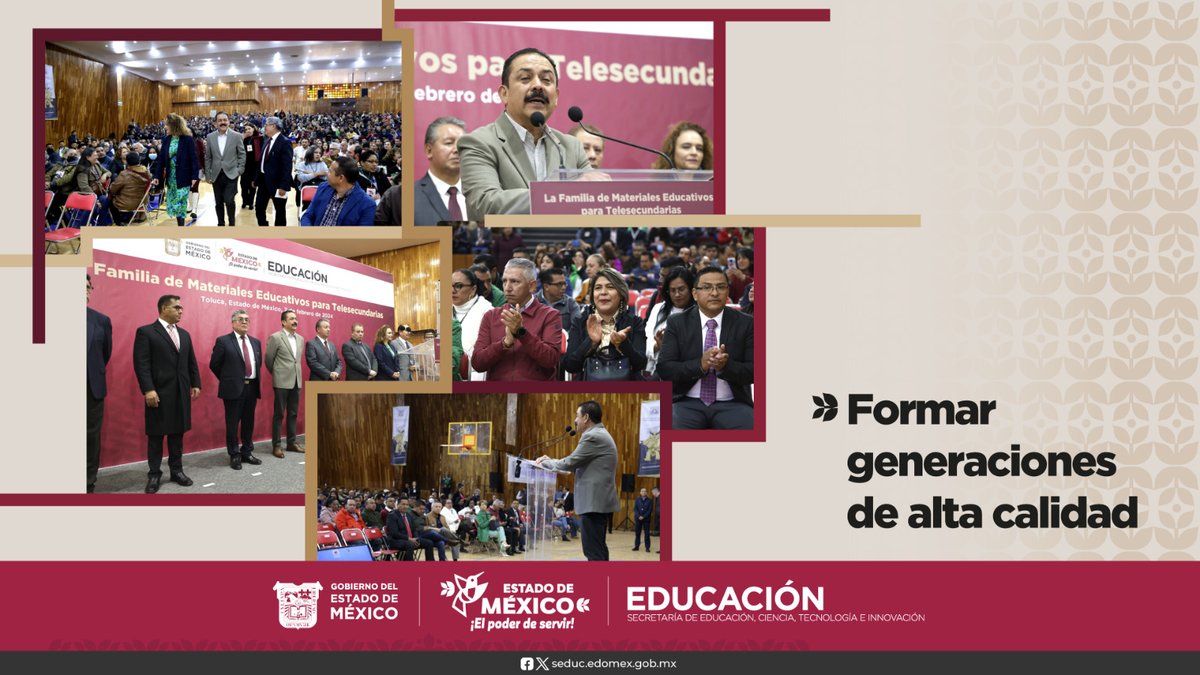 secti_edomex's tweet photo. Durante la Entrega de Materiales Educativos para #Telesecundaria, el Srio. Miguel Ángel Hernández, reiteró el compromiso de la Gobernadora @delfinagomeza con la niñez y juventud mexiquense, exhortando a los docentes a trabajar para formar generaciones de alta calidad. 💪🏻👩🏻 https://t.co/uQOC67ZrPa