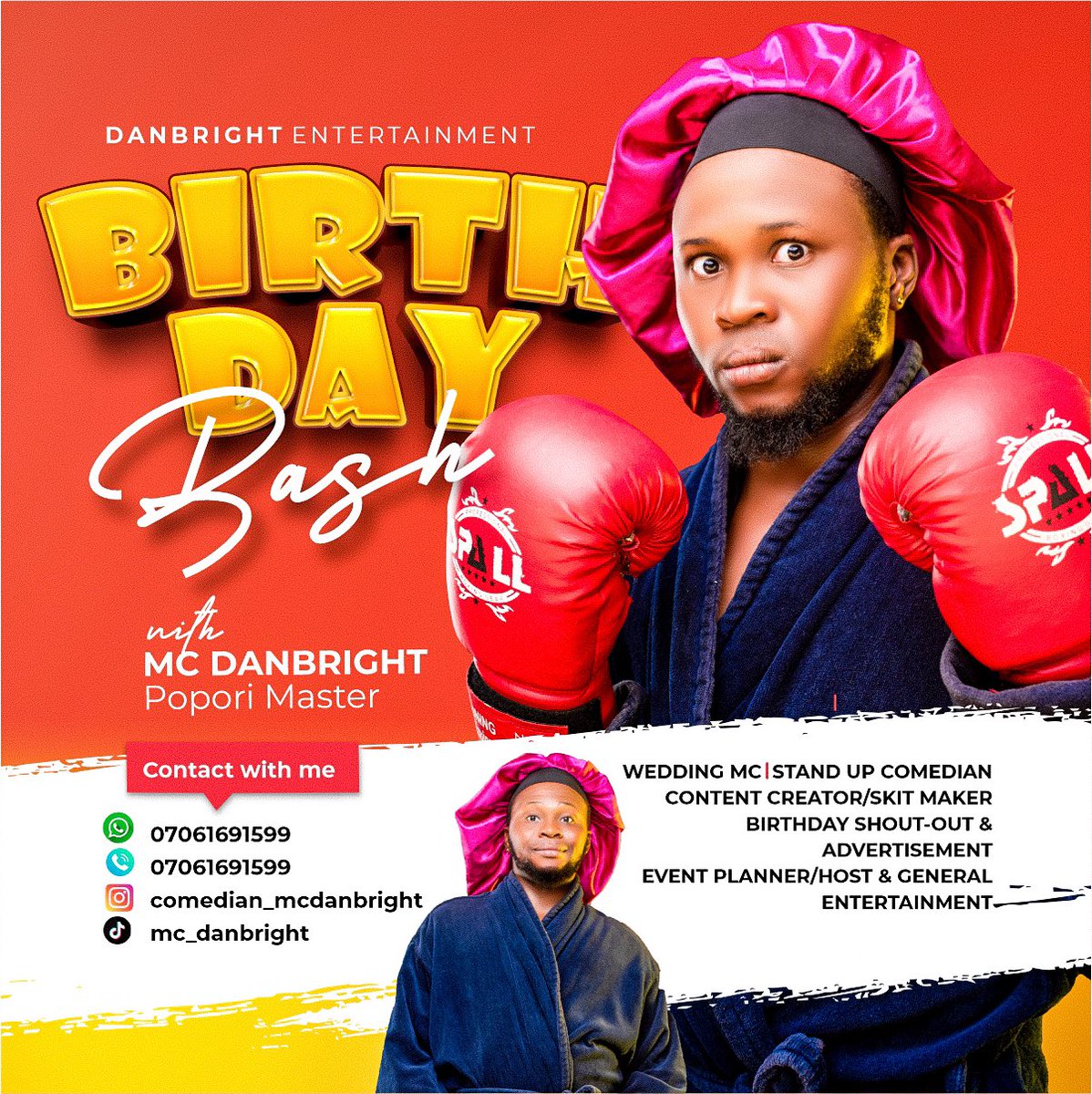 mcdanbright_'s tweet photo. Itโs my special day! Happy Birthday to me, the one who never gives up and always strives for greatness. Hereโs to another year of success, blessings and determination. #BirthdayCelebration #NeverGiveUp
#comedian mc danbright #popori master https://t.co/vZxQrFpM9W