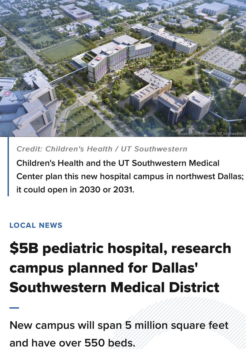 CityofDallasD2's tweet photo. I am very excited about a new campus planned in the Medical District by @childrens and @UTSWNews for pediatric support and research. The Medical District continues to grow and serve with even better capacity! #D2 #Dallas

(Article by @wfaa) https://t.co/MrtoDeLtOd