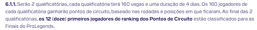 Ocorreu uma situação com relação a ESCOLHA de jogadores para o ProLegends.
O jogador Kabessaaun não conseguirá jogar a final do ProLegends. 
Conforme o regulamento, a seleção para o Road To Pro ocorre da seguinte forma: