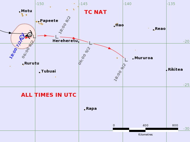 LimWeather's tweet photo. #Nat E of #Samoa/#AmericanSamoa now up to 50mph TS SSHWS/C1 Aus Scale before weakening to remnant low near #FrenchPolynesia or up to 60mph as per #JTWC
Impacts likely esp in #Tahiti/#Moorea due to #Flooding rains/#mudslides
#wxtwitter #flashflood #Cyclone #CycloneNat #France https://t.co/d2KZli9rgv