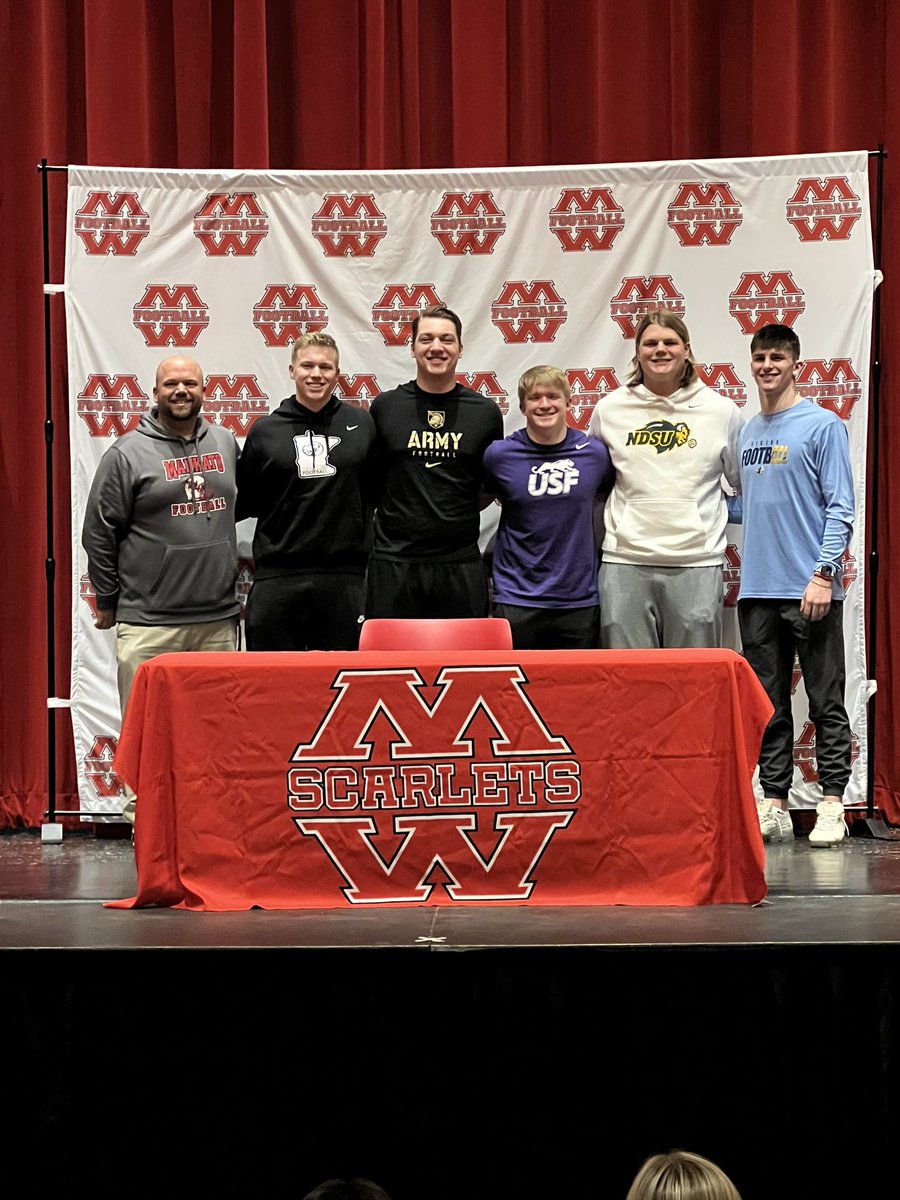 Congratulations to our Scarlet football players for signing their Division I and II National Letter of Intent!  Go Scarlets!