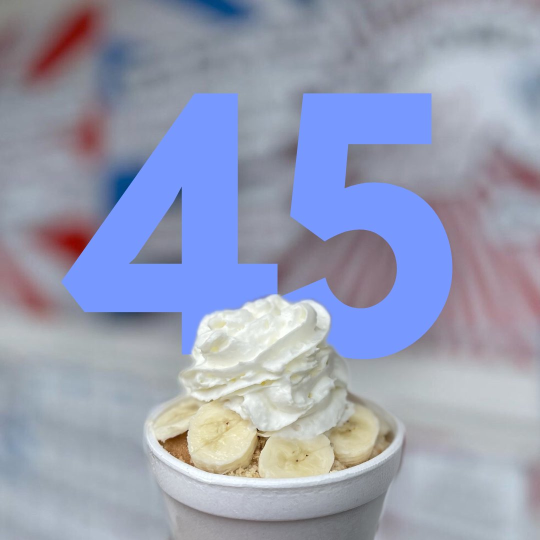 🚨 NEW CYCLONE ALERT 🚨 

Fan-favorite Emily's Banana Cream Pie will be officially added to the Cyclone board this year as number 45! 🍌

Vanilla ice cream layered with marshmallow syrup, vanilla wafers, banana slices, and topped off with whip cream.

23 days left, get excited!