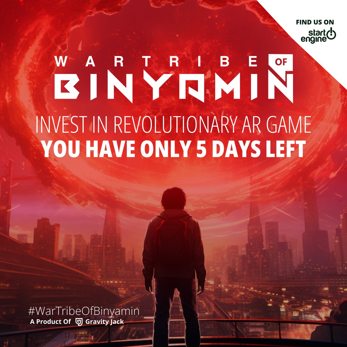 ⏰ Only 5 days left to dive into the extraordinary world of WarTribe of Binyamin & be a hero in the battle against a real, evil AI!

Experience a new reality & secure your chance to shape it. Invest now at startengine.com/offering/gravi…

#GravityJack #ARRevolution#TechInvestment #ARVR