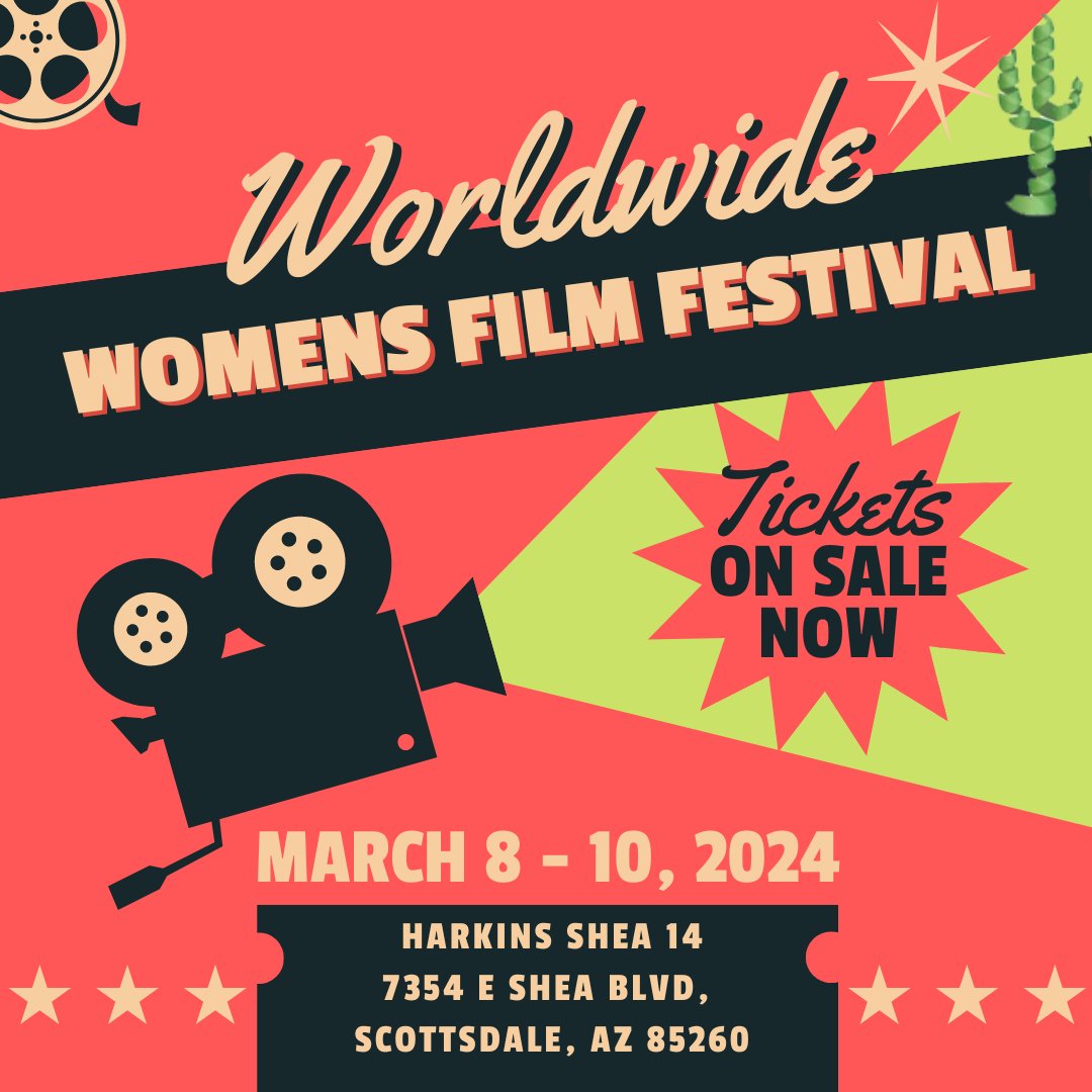 Tickets on sale NOW! 
Join us, March 8-10, 2024 at Harkins Shea 14 (7354 E Shea Blvd,Scottsdale, AZ 85260) for some incredible films! Grab your tickets from our Film Freeway site here;

filmfreeway.com/WorldwideWomen…

#filmfestival #filmfestivallife #womensfilmfestival #indiefilm #film