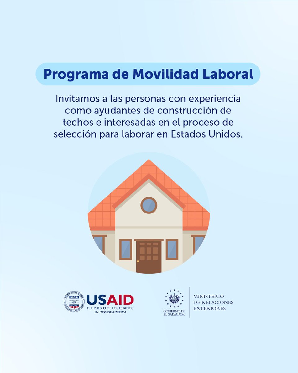 cancilleriasv's tweet photo. El Programa de #MovilidadLaboralSV continúa generando oportunidades para los salvadoreños. 😎

Si tienes experiencia como techador y cumples con todos los requisitos, puedes aplicar de manera presencial o escribiendo al WhatsApp 7070-1243, usando el hashtag #Techador. https://t.co/gG2Jd7Au6V