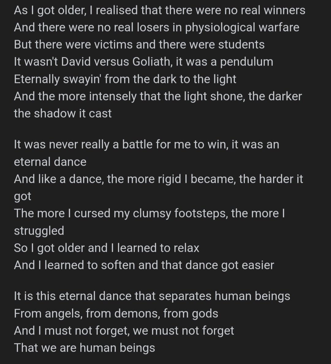 - Ren 

This has put the last couple of days into perspective. Nobody know what people are going through and their own personal battles. The dance does get easier. ❤️