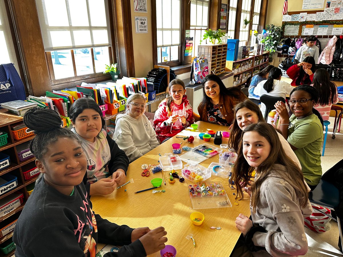 Bracelet making today during Global Play Day 🥰 The time spent playing with them was everything! @Pulaski_RCSD #GSPD2024