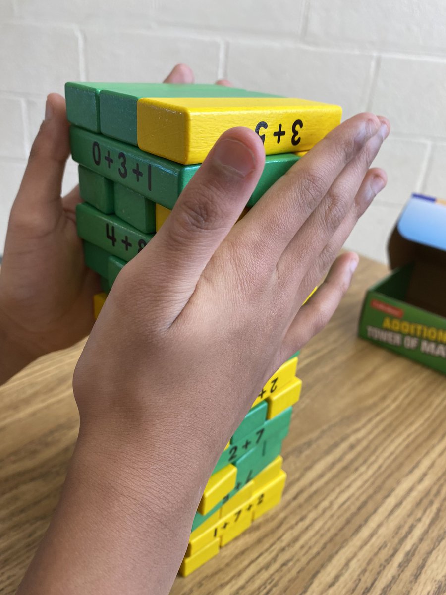 DanielleLegnard's tweet photo. Want to practice addition facts and have fun at the same time? Try tower addition! You can turn any old jenga collecting dust into a fun way to practice your facts! We had a MATHTASTIC time practicing today! #fluencymatters @brookskristen1 @BethelCTSuper @GriecoBeth https://t.co/gbO4iSejGK