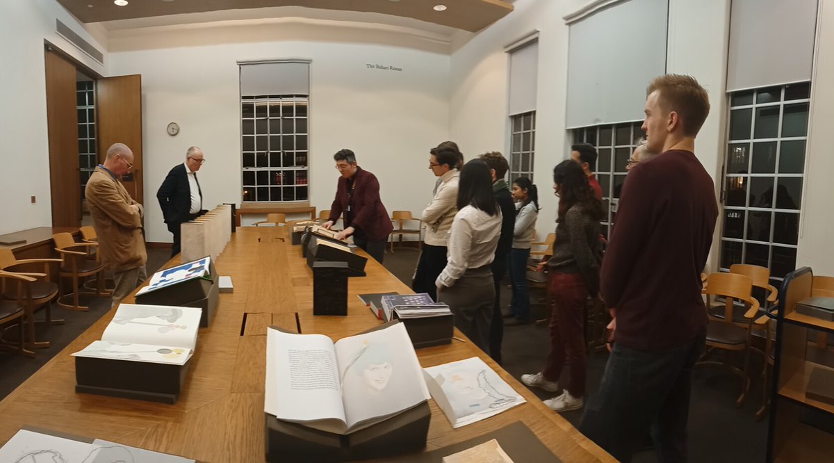 ertegunhouse's tweet photo. A small group of Ertegun Scholars went on the much-anticipated annual tour behind the scenes at the #westonlibrary @bodleianlibs @BodCons with @richove, learning about current projects from conservation experts and being introduced to some of the treasures in the collections https://t.co/5kVoxBzZhq