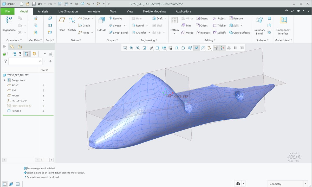 DesignEngine's tweet image. TZ250 rear cowing created using the reverse engineering extension of PTC Creo #scandata #reverseengineering #geomagic #productdesign  What are you scanning next? design-engine.com/creo-reverse-e…