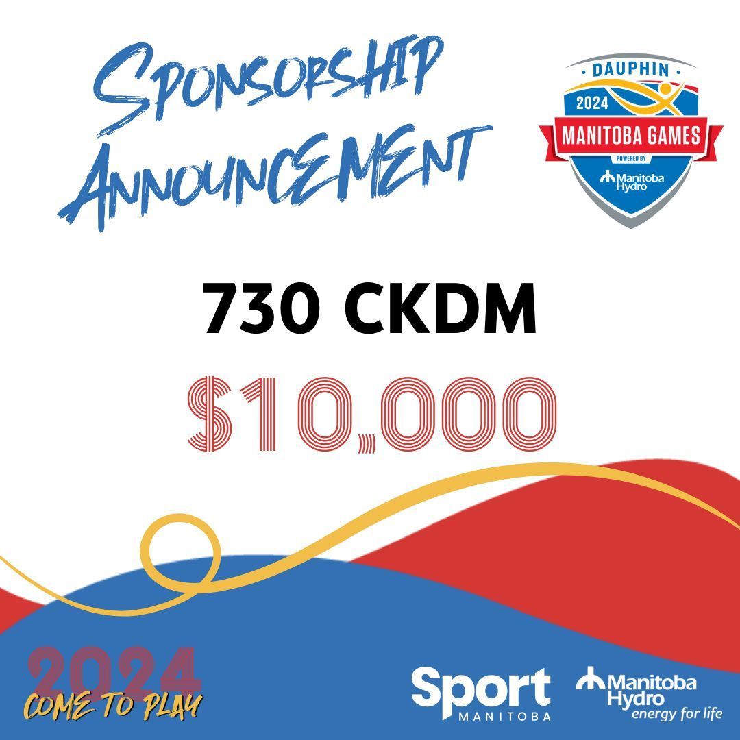 📣 SPONSORSHIP ANNOUNCEMENT. Thank you 730CKDM for all your support and for signing up to become a $10,000 sponsor of the 2024 Manitoba Games. #thankyou #mbgames #dauphinmb