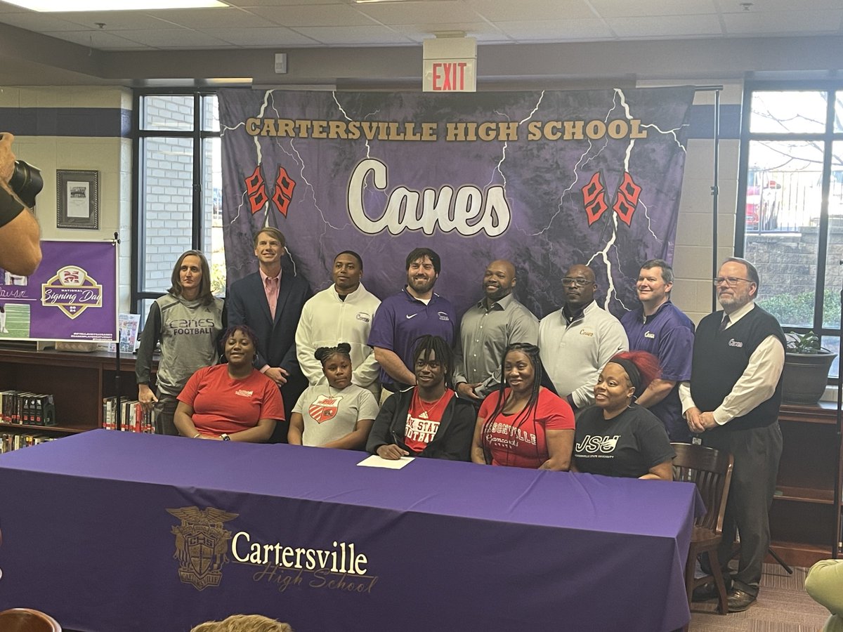 Congratulations to @landoOTP on his signing to @JaxStateFB to continue his academic and athletic career. We are proud of you. Continue to do great things. #CanesPlayOnSaturday #GreatToBeInTheVille #GoldStandard