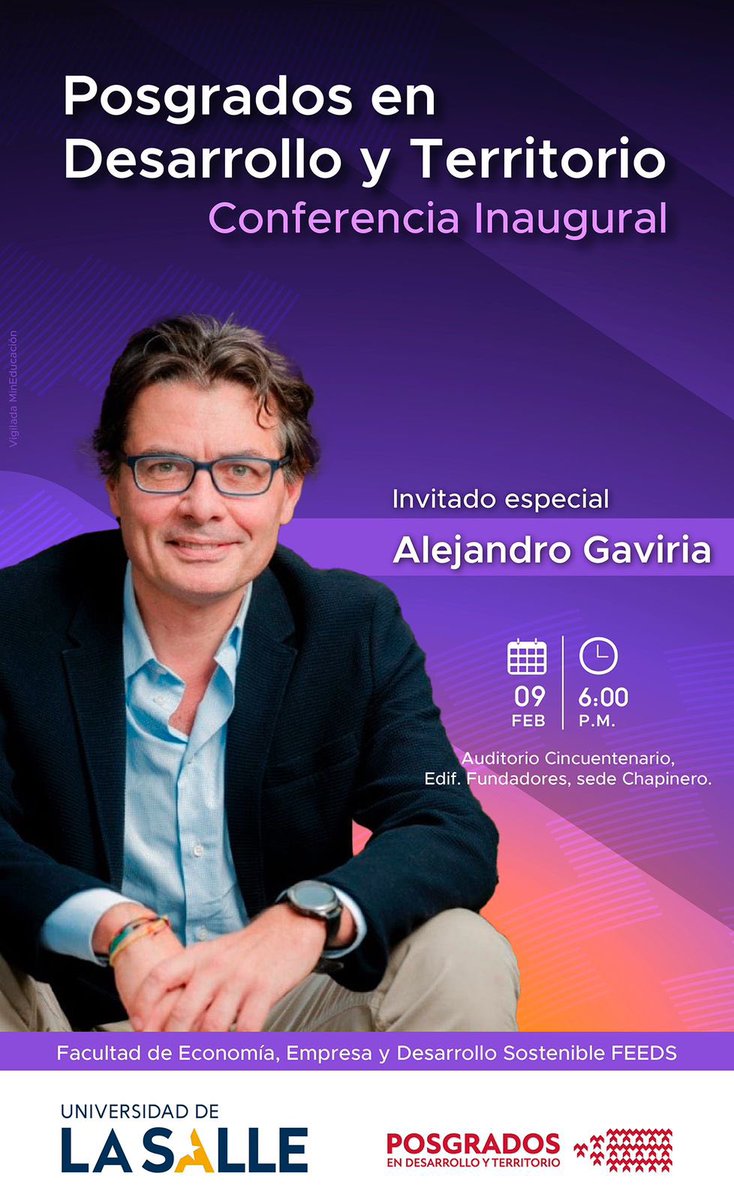 ULSADesarrollo's tweet photo. Los esperamos este viernes en nuestra conferencia inaugural de los Posgrados en Desarrollo y Territorio, estaremos acompañados con nuestro invitado especial @agaviriau https://t.co/8OjLhwRtcR