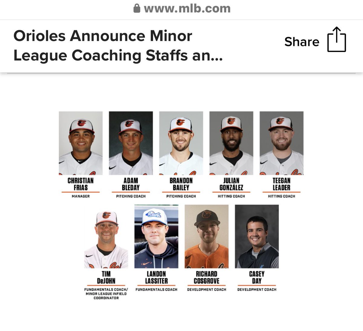 Excited to announce I have accepted a job with the <a href="/Orioles/">Baltimore Orioles</a> to be the Florida Complex League Pitching Coach! I am thrilled to be back in #Birdland &amp; extremely thankful for the opportunity to start my coaching career! 

mlb.com/news/press-rel…