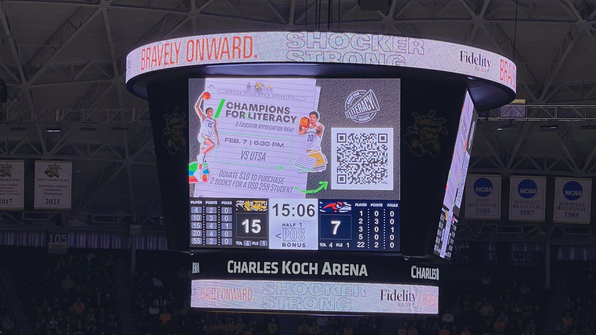 It’s tonight. 🏀 
The annual  @champsforlit game where @GoShockersMBB raises funds for children’s books. #watchus win this game and help improve literacy. 
#liveunited #goshox #watchus