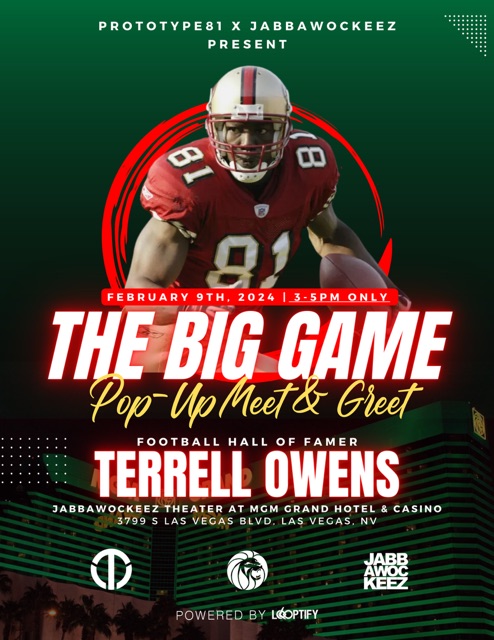 Come meet <a href="/terrellowens/">Terrell Owens</a> inside our Timeless theatre at <a href="/MGMGrand/">MGM Grand Hotel</a> on Friday, February 9 from 3-5pm!