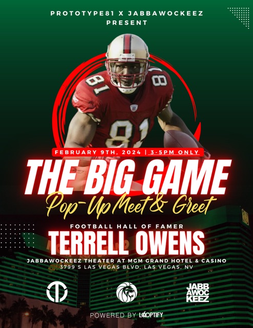 Come meet @terrellowens inside our Timeless theatre at @MGMGrand on Friday, February 9 from 3-5pm!