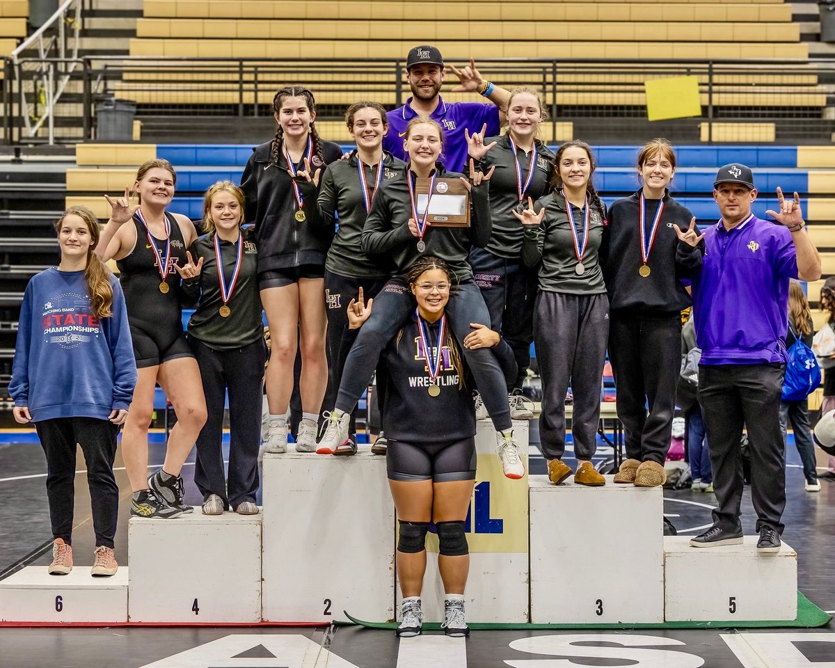 Happy National Girls &amp; Women in Sports Day!!! So proud of all of the hard work these girls have put into setting the standard for girls wrestling at Liberty Hill High School this season!