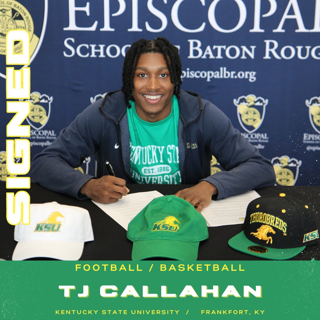 Tj Callahan (@tj_datme) on Twitter photo We Locked In! 🟡🟢 #bredDifferent
The Best Is Yet To Come!!!!! 💯
“Kentucky State We On The Way”
<a href="/KYSUAthletics/">KSU Thorobreds</a> <a href="/ksu_cojac/">Jamaal Jackson, EdD</a> <a href="/KYSUFB/">Kentucky State University Football</a> <a href="/KYSUMBB/">KSU Men's Basketball</a> <a href="/F_Huggins80/">Felton Huggins Jr.</a> <a href="/coachfoley1/">Craig Foley 🏈</a> <a href="/CoachEChambers/">Earl Chambers</a> <a href="/KYSUag/">Kentucky State University Land Grant Program</a> We Locked In! 🟡🟢 #bredDifferent
The Best Is Yet To Come!!!!! 💯
“Kentucky State We On The Way”
<a href="/KYSUAthletics/">KSU Thorobreds</a> <a href="/ksu_cojac/">Jamaal Jackson, EdD</a> <a href="/KYSUFB/">Kentucky State University Football</a> <a href="/KYSUMBB/">KSU Men's Basketball</a> <a href="/F_Huggins80/">Felton Huggins Jr.</a> <a href="/coachfoley1/">Craig Foley 🏈</a> <a href="/CoachEChambers/">Earl Chambers</a> <a href="/KYSUag/">Kentucky State University Land Grant Program</a>