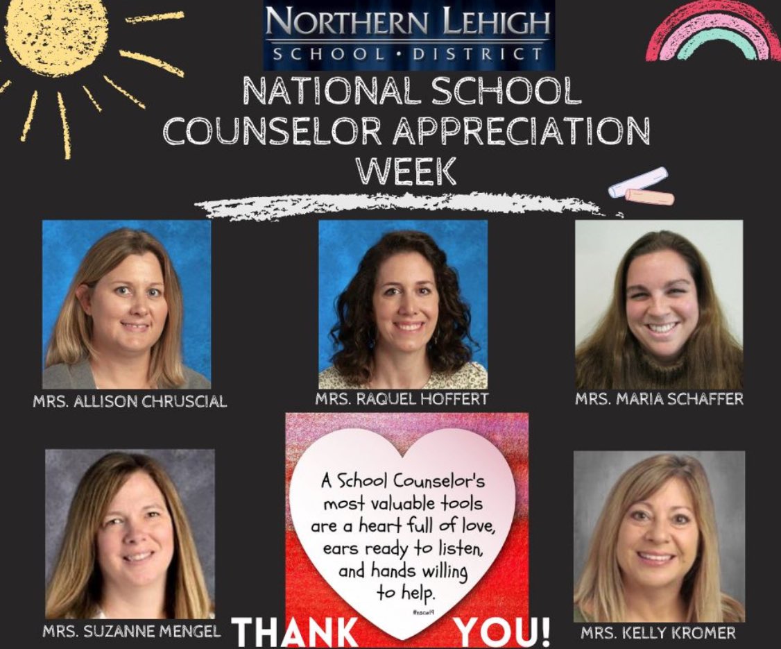 Thank you to the @NorthernLehigh School Counselors for all you do to support our students in so many ways!