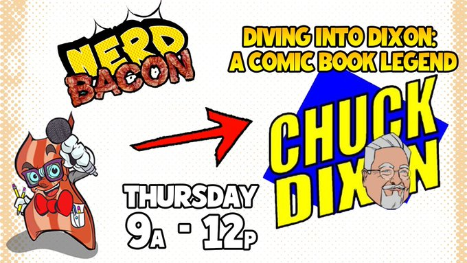 fundmycomic's tweet photo. Unfortunately, our guest for tomorrow morning had to reschedule again. We’ll be looking for a last minute replacement to come talk comics and industry tips with us on #NerdBacon The Show will go on as planned https://t.co/Rc5rKwfLhq