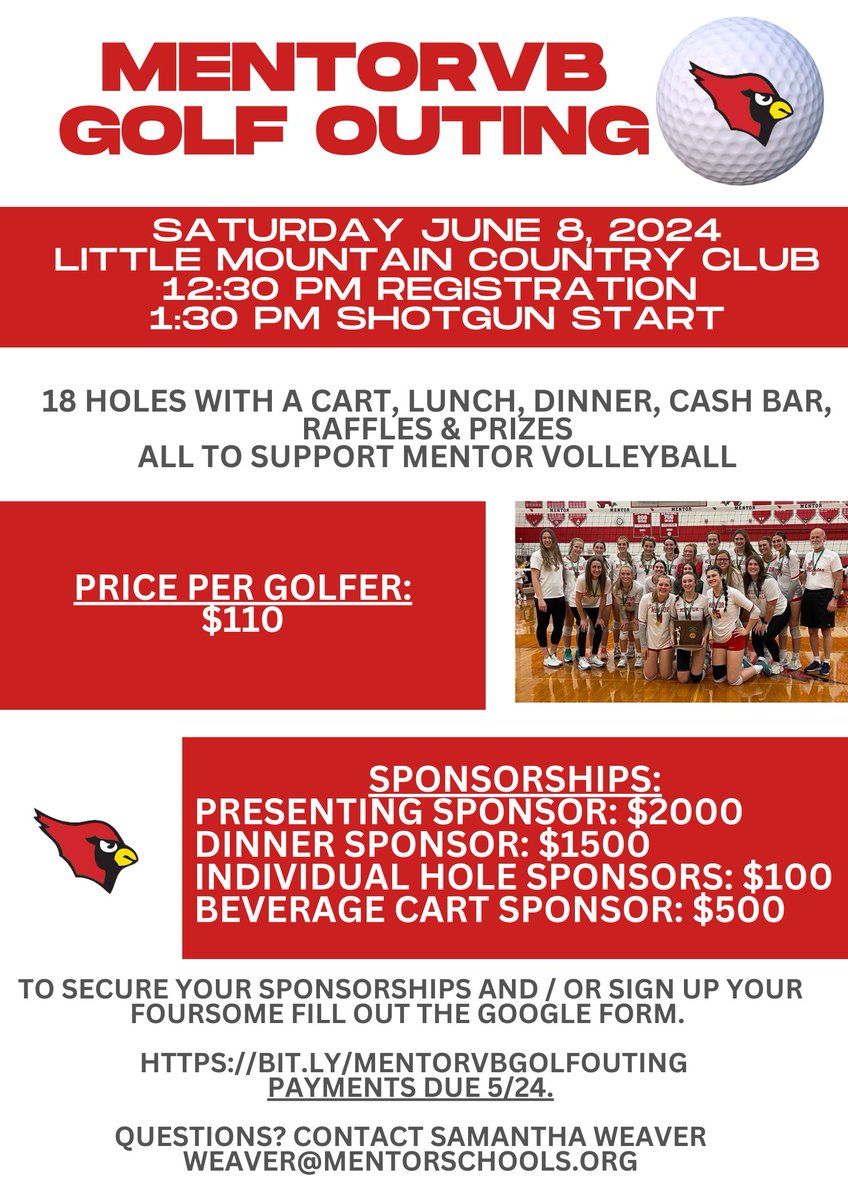 Registration is now LIVE for the first annual MentorVB golf outing that will be held June 8th at Little Mountain Country Club! Use the link below to sign up to be a sponsor or sign up your foursome! bit.ly/mentorvbgolfou…