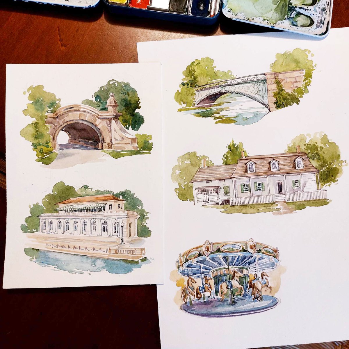 We are working on a map for Prospect Park in Brooklyn. I have a good friend that lives there... whenever I work on a project, I think of him. Maps are like jigsaw puzzles.. these are some of the pieces. 
#seahorsebendpress #bespokedesign #watercolor #fineart
