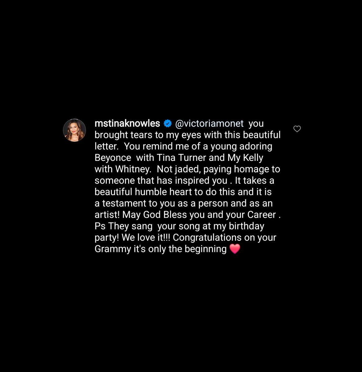 BeyLegion's tweet photo. Ms. Tina reveals Beyoncé, Kelly, and Michelle sang @VictoriaMonet's "On My Mama" at her birthday celebration. 💖 https://t.co/nxhBbZBBHH